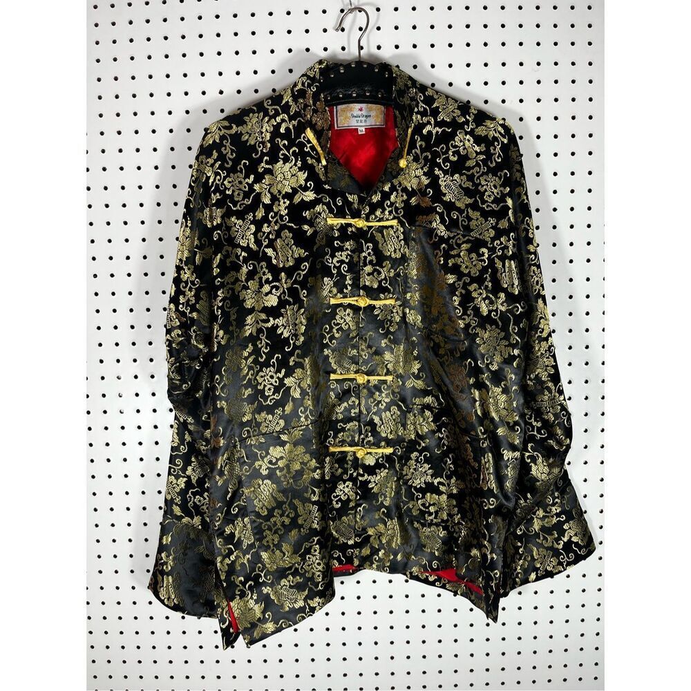 Double Dragon Asian gold foil blazer size M